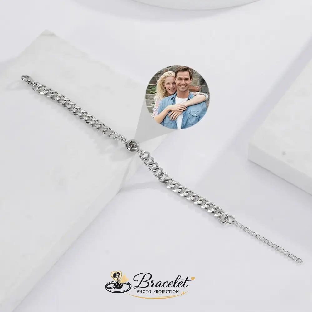 Bracelet Photo Projection Homme Argent