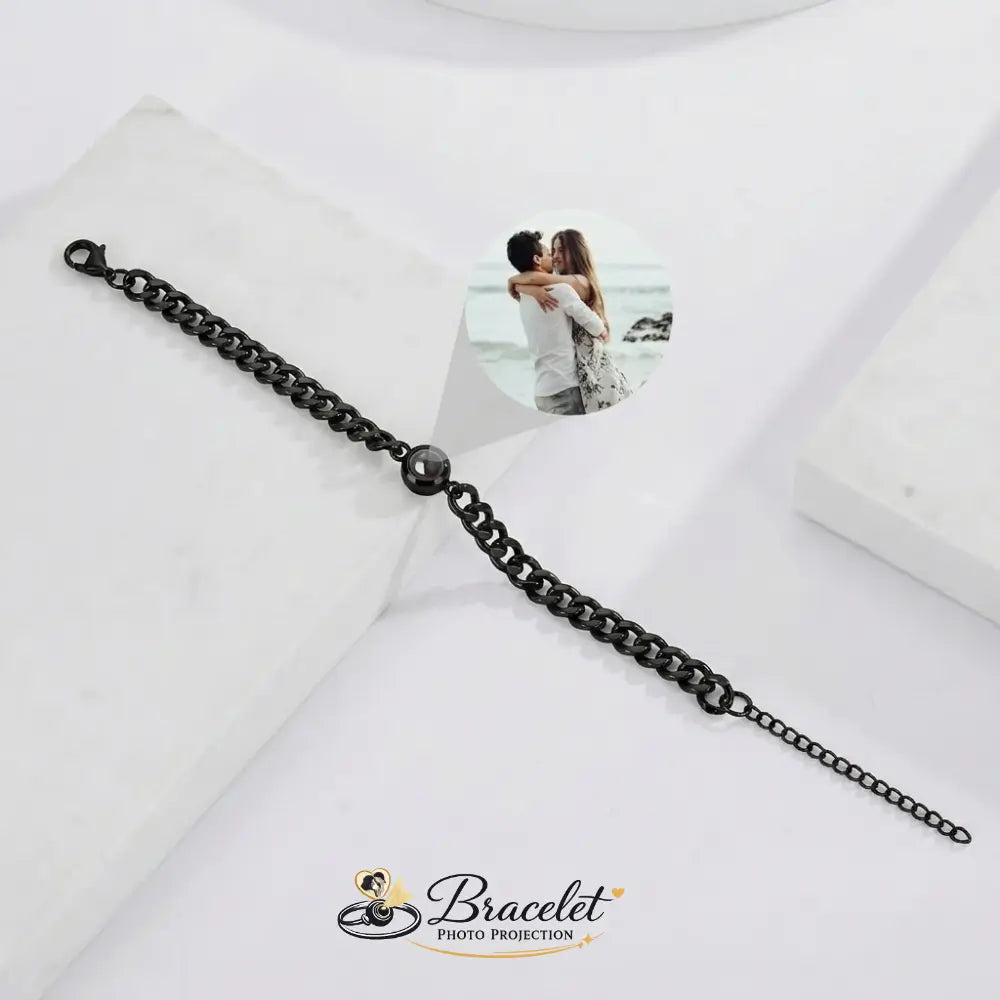 Bracelet Photo Projection Homme Noir
